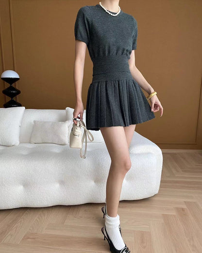 Crew Neck Knitted Three-Piece Set