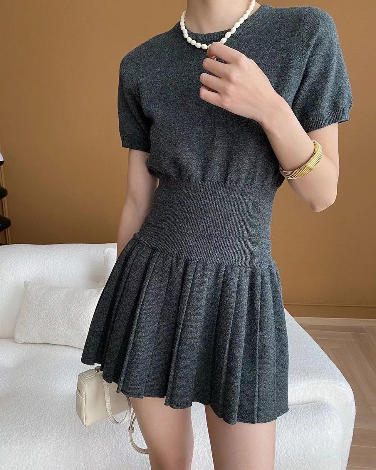 Crew Neck Knitted Three-Piece Set