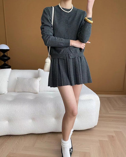 Crew Neck Knitted Three-Piece Set