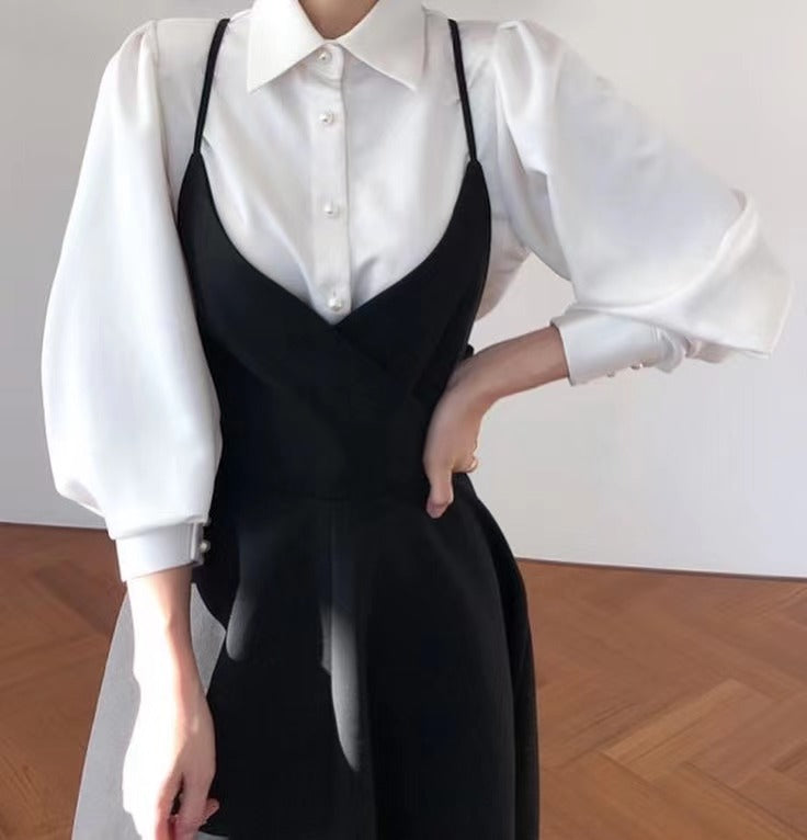 法式黑白裙套裝