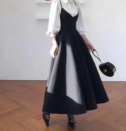 法式黑白裙套裝