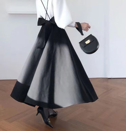 法式黑白裙套裝