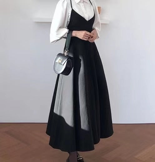 法式黑白裙套裝