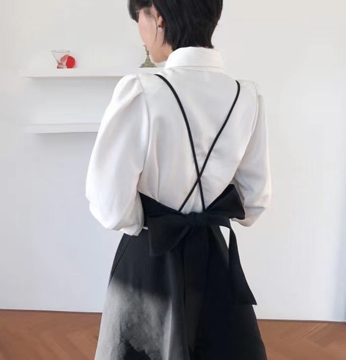 法式黑白裙套裝