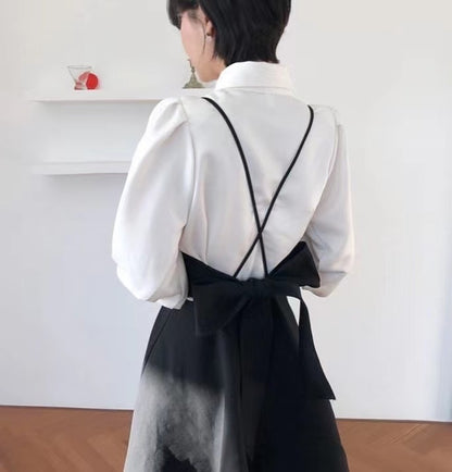 法式黑白裙套裝