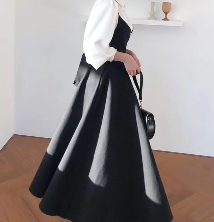 法式黑白裙套裝