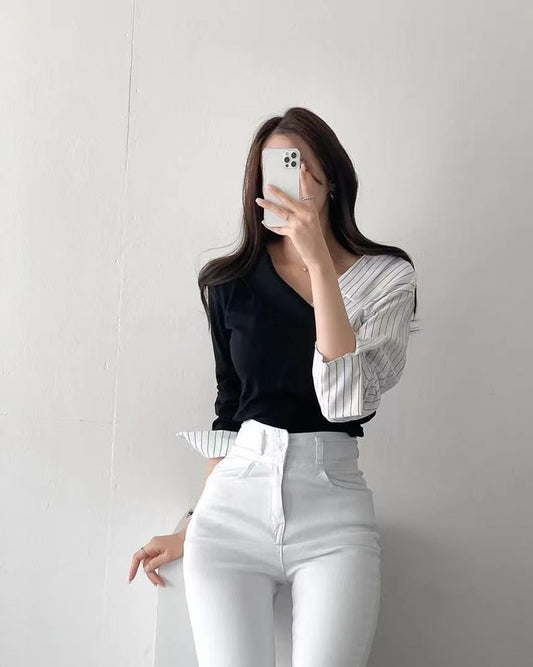 Irregular Striped Shirt