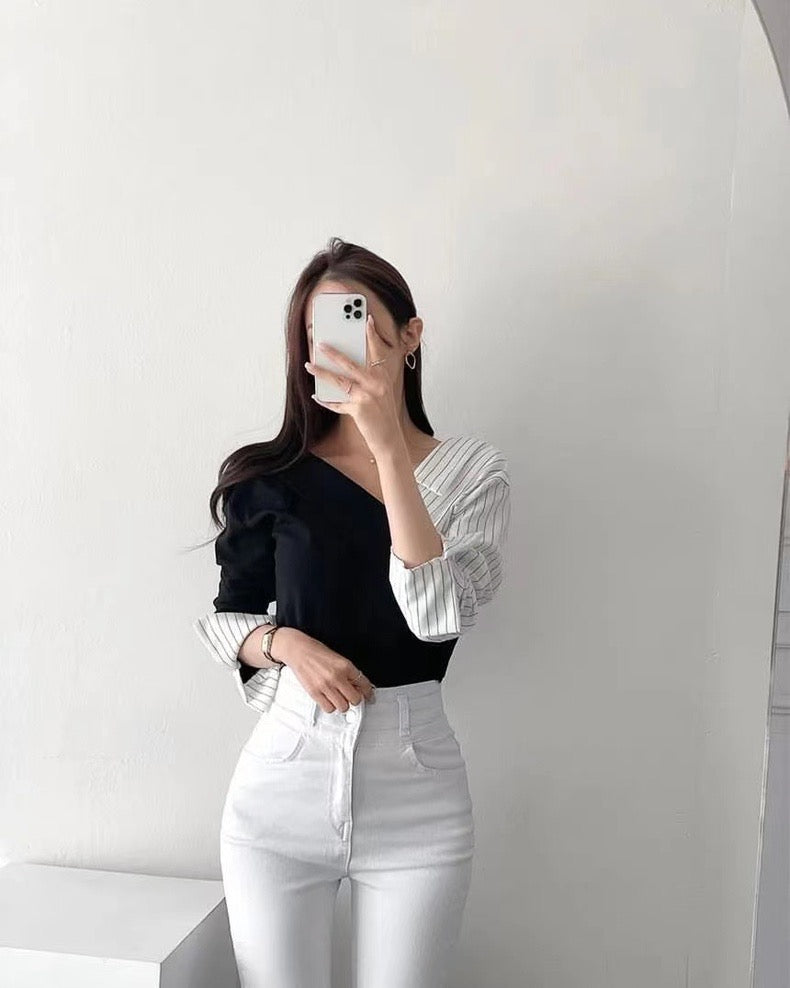 Irregular Striped Shirt