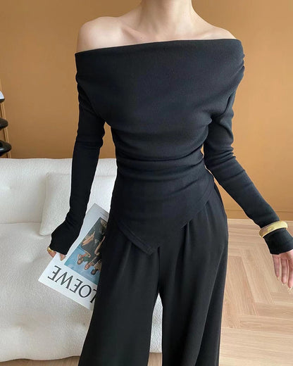 Knit Top + Wide Leg Pants Two-Piece Set