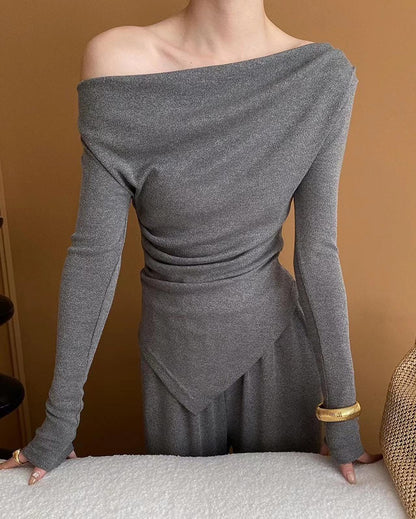 Knit Top + Wide Leg Pants Two-Piece Set