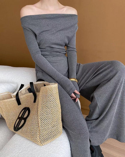 Knit Top + Wide Leg Pants Two-Piece Set