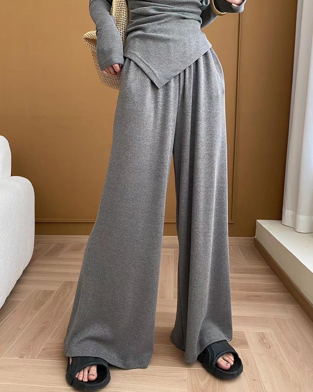 Knit Top + Wide Leg Pants Two-Piece Set