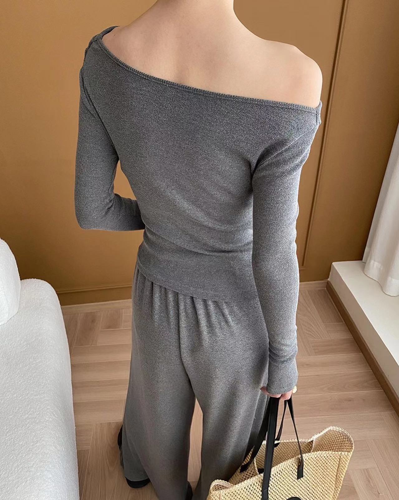 Knit Top + Wide Leg Pants Two-Piece Set