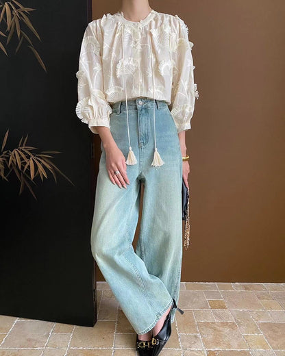 3D Fan-shaped Embroidered Shirt