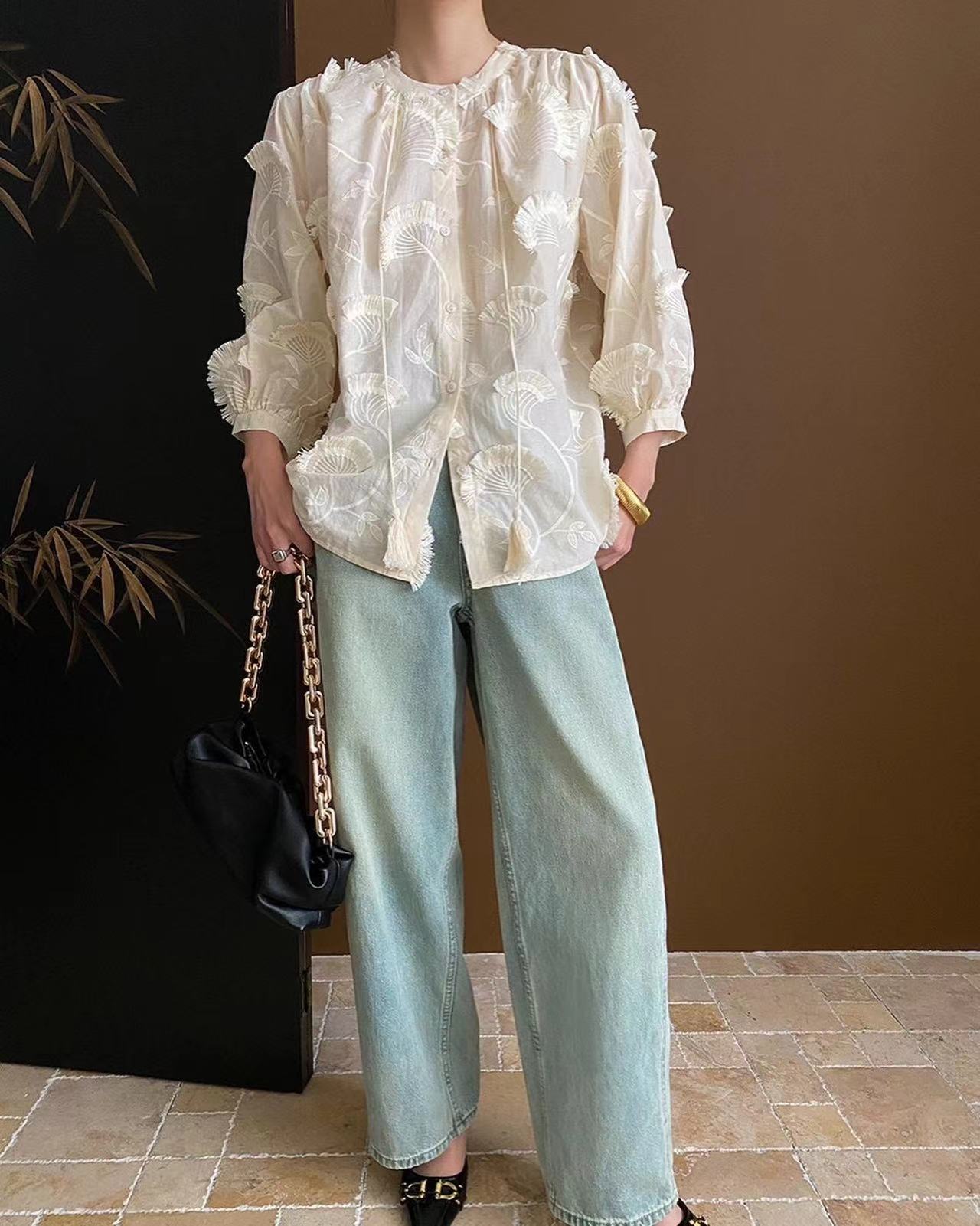 3D Fan-shaped Embroidered Shirt