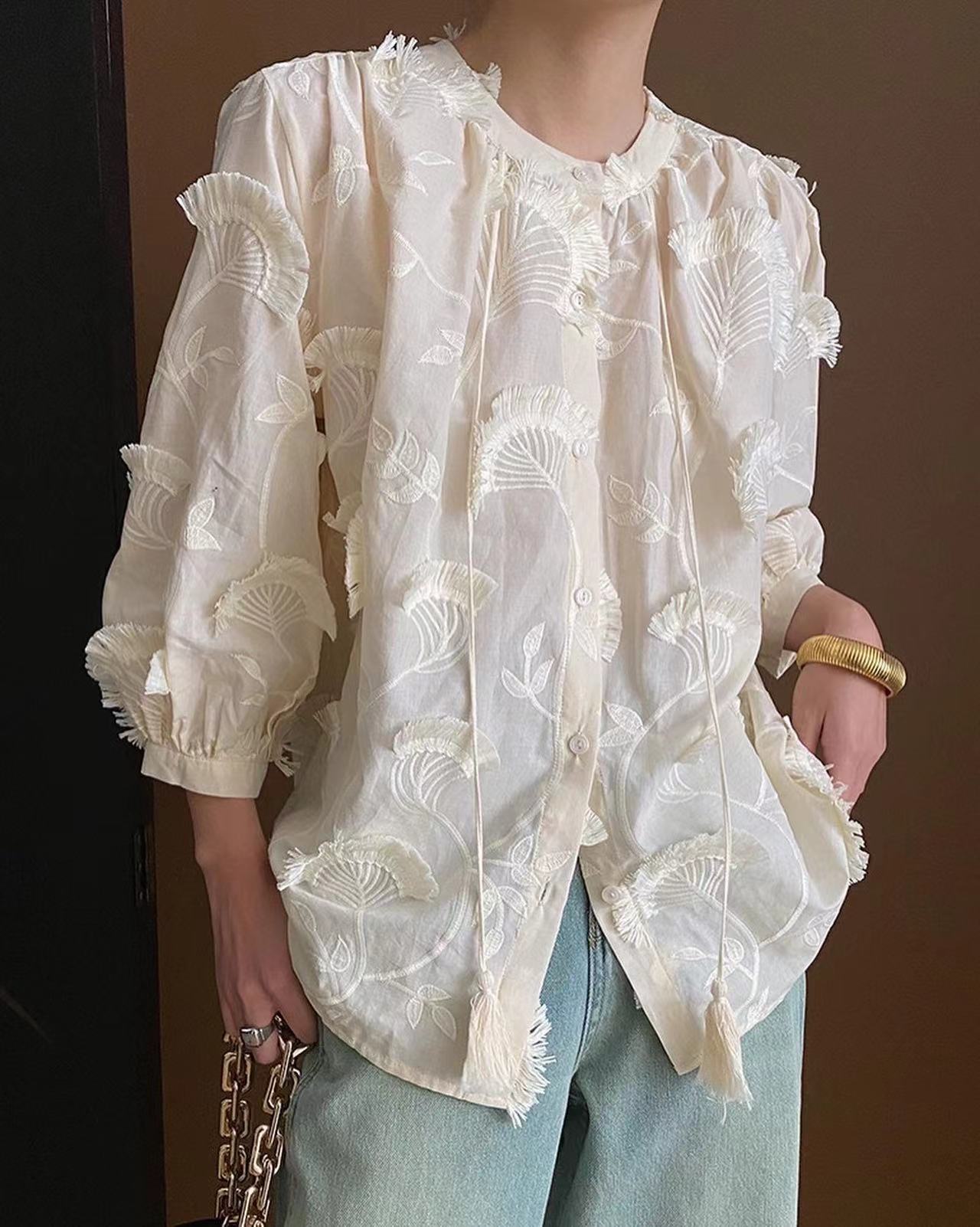 3D Fan-shaped Embroidered Shirt