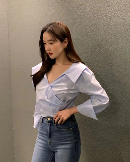 クロスプリーツシャツ