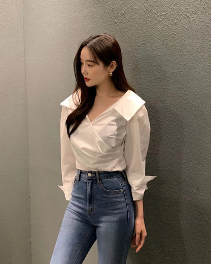 クロスプリーツシャツ