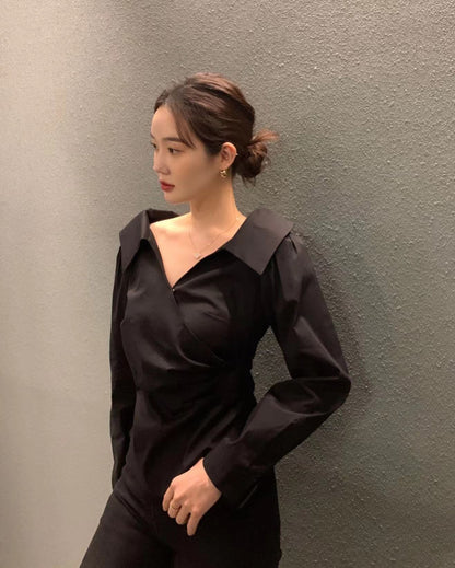 クロスプリーツシャツ