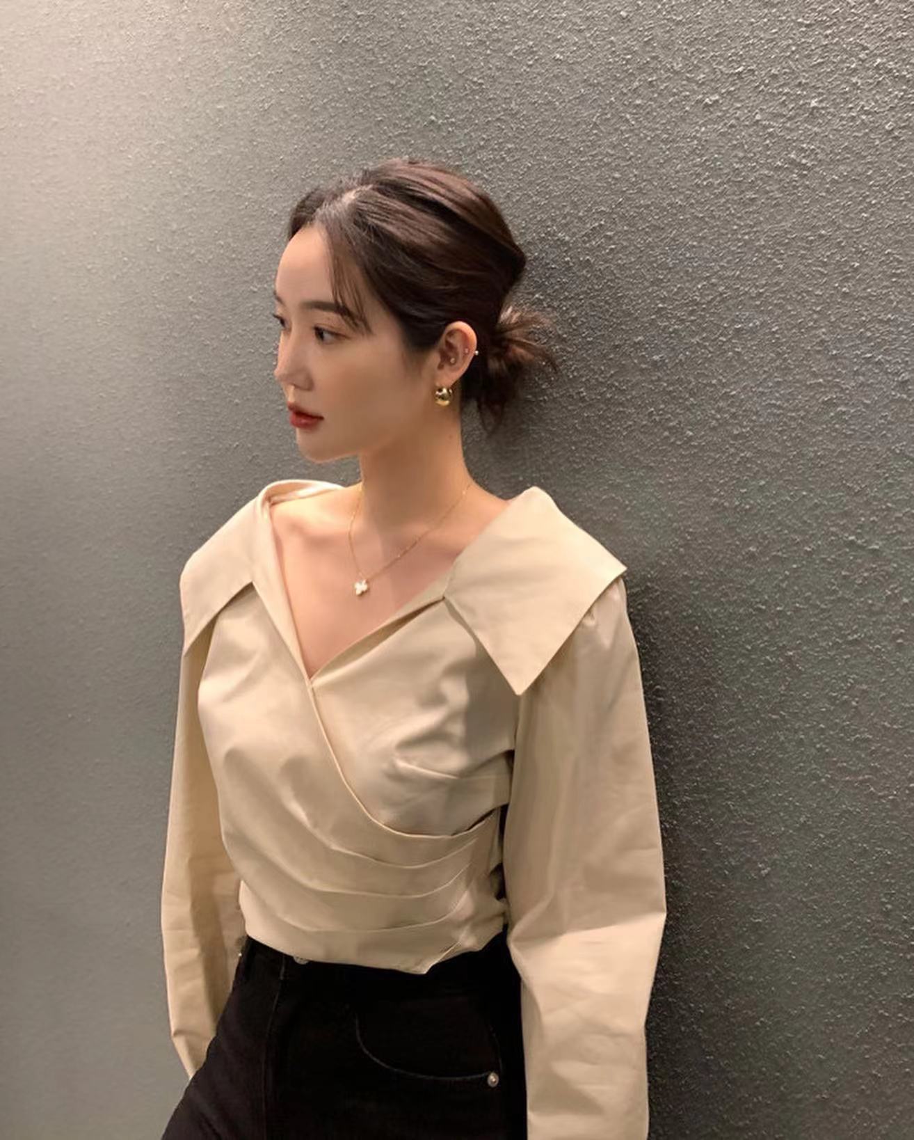 クロスプリーツシャツ