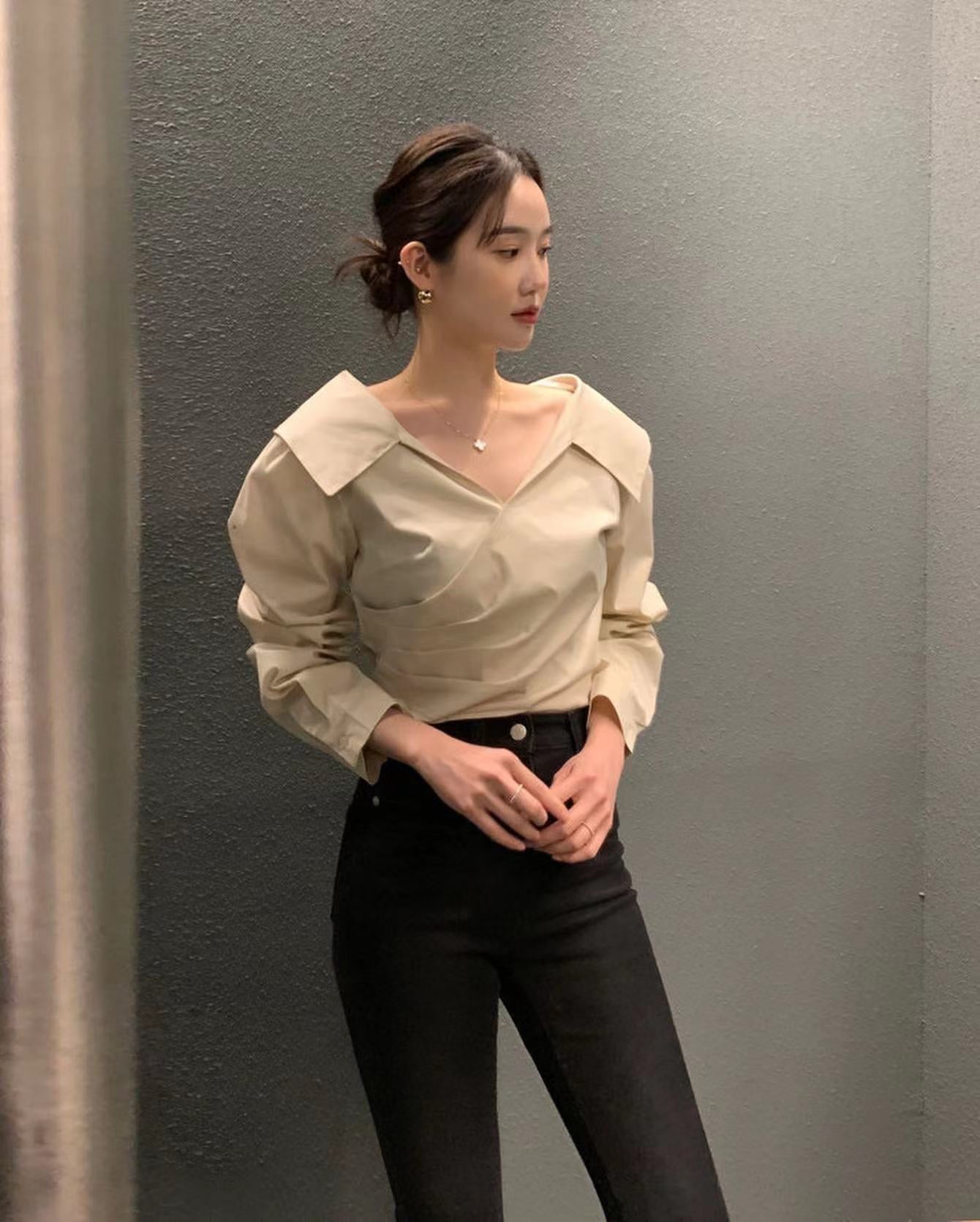 クロスプリーツシャツ