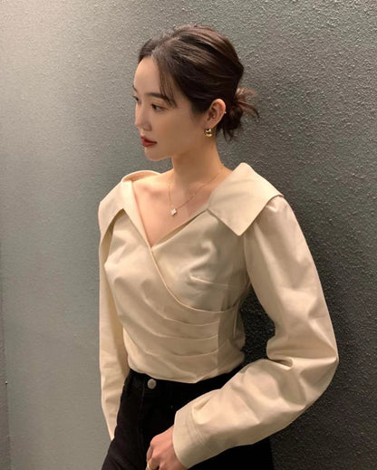 クロスプリーツシャツ