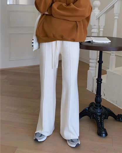 華夫格直筒休閒褲