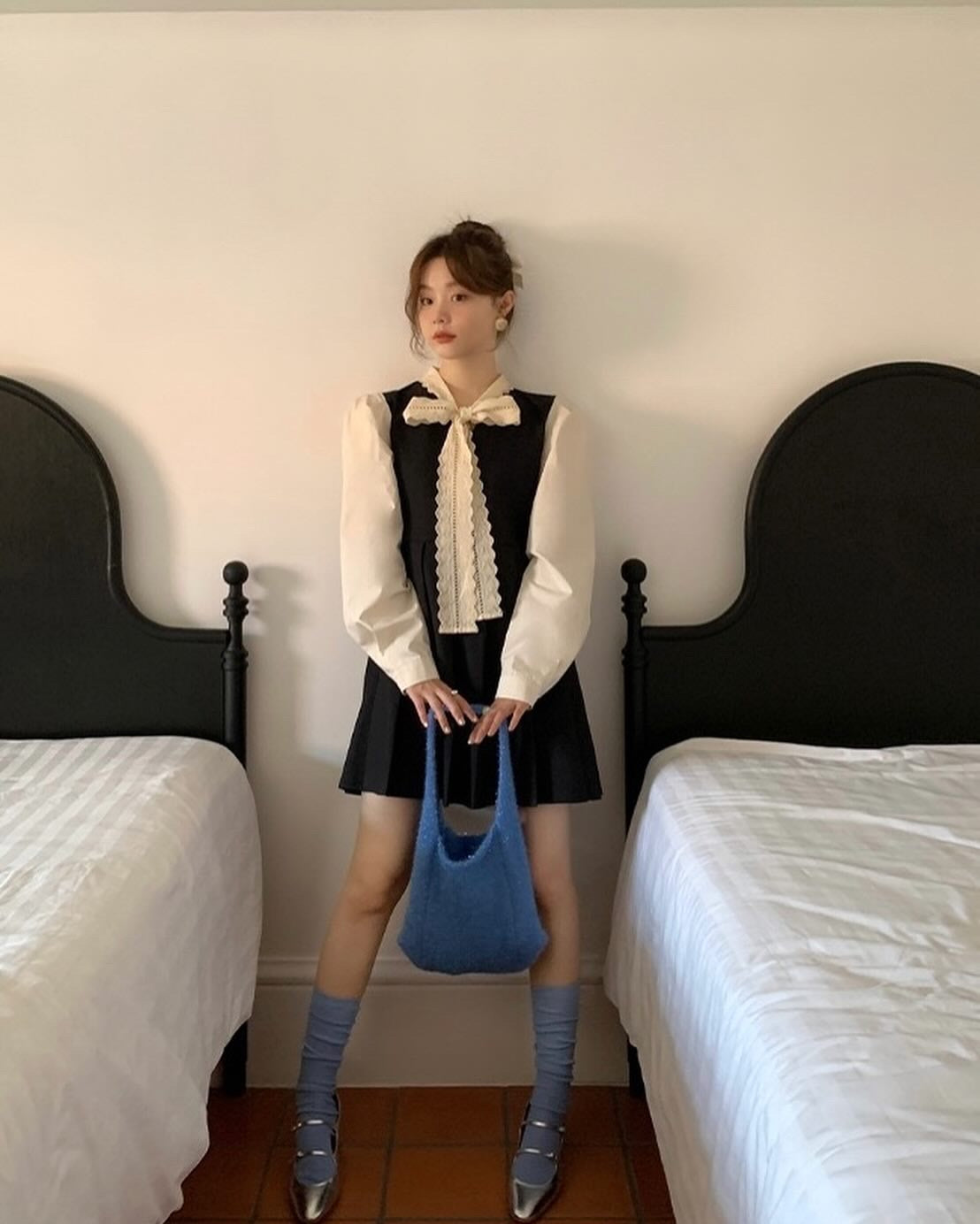 Pleated Dress with Bow