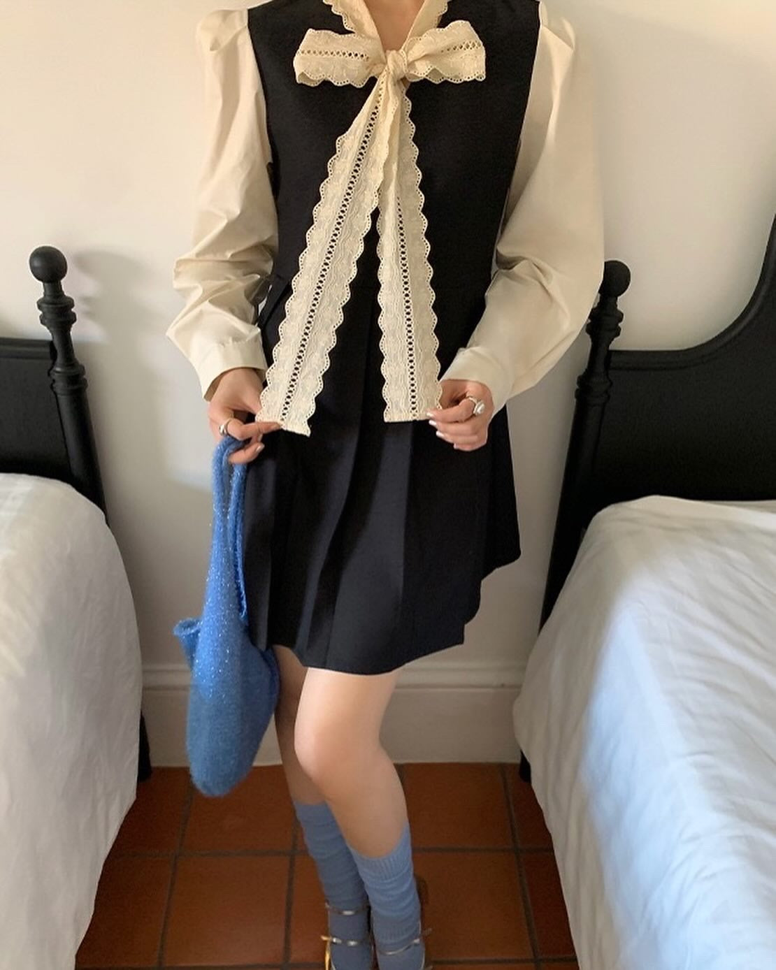 Pleated Dress with Bow