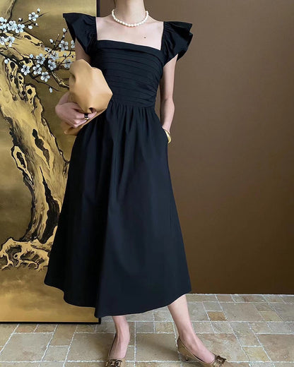 小飛袖方領連身裙