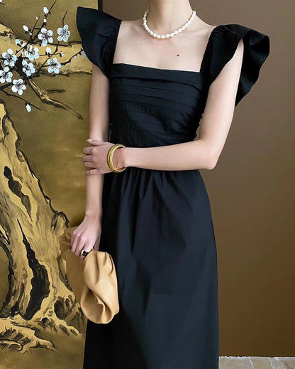 小飛袖方領連身裙