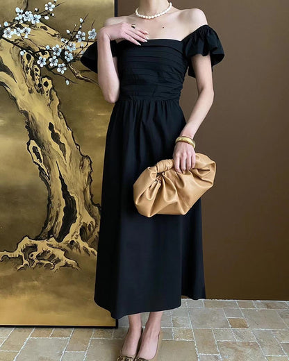 小飛袖方領連身裙