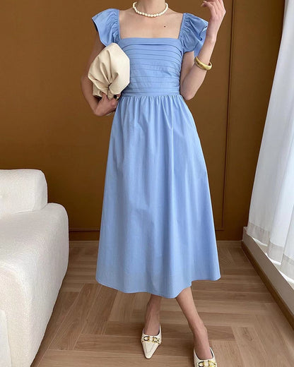 小飛袖方領連身裙