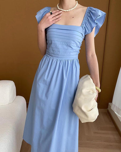 小飛袖方領連身裙