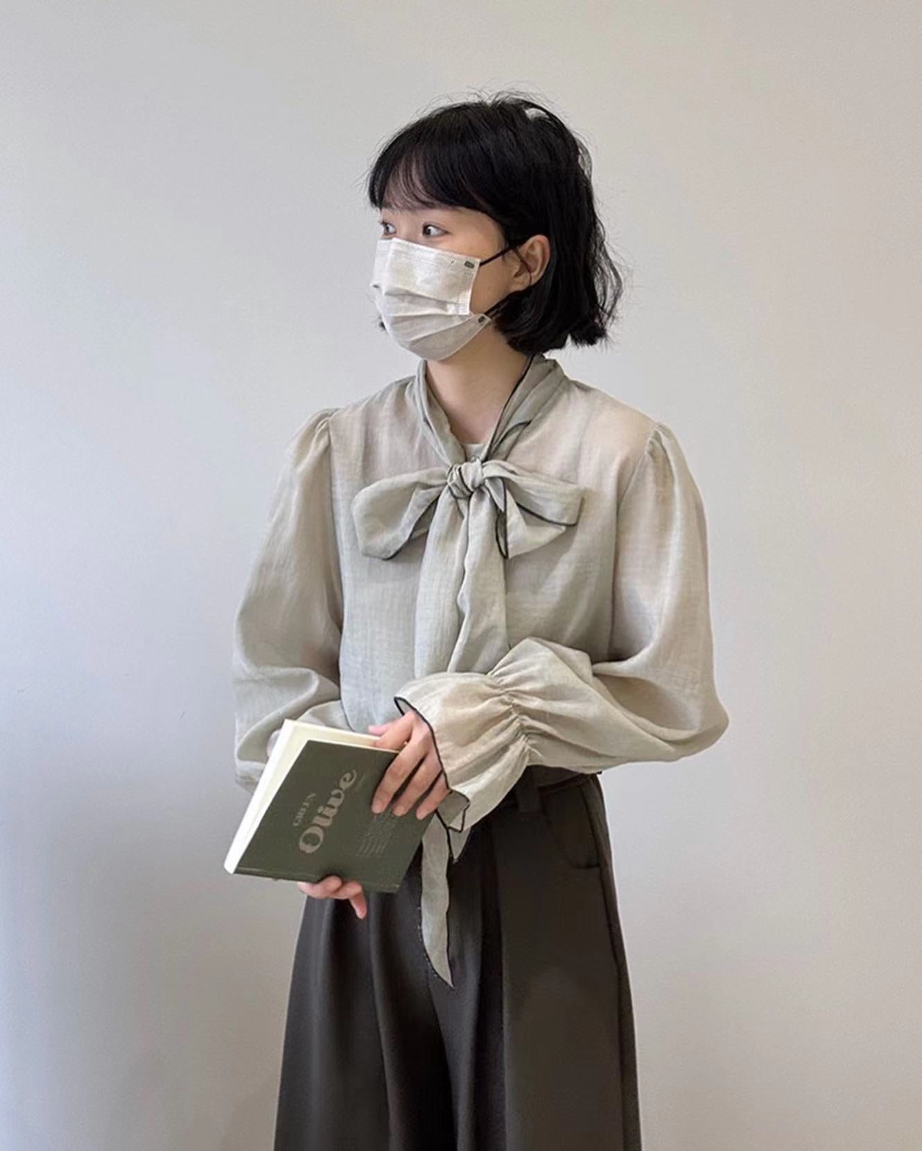 French-style Lace-up Chiffon Blouse