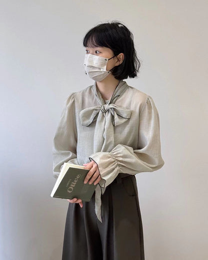 French-style Lace-up Chiffon Blouse