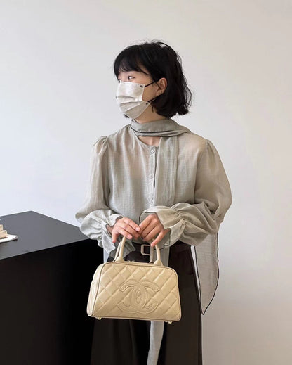 French-style Lace-up Chiffon Blouse