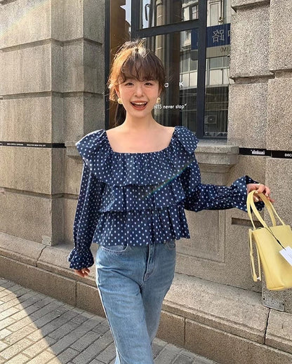 Patchwork Polka Dot Crop Top