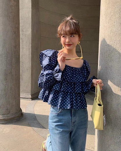 Patchwork Polka Dot Crop Top