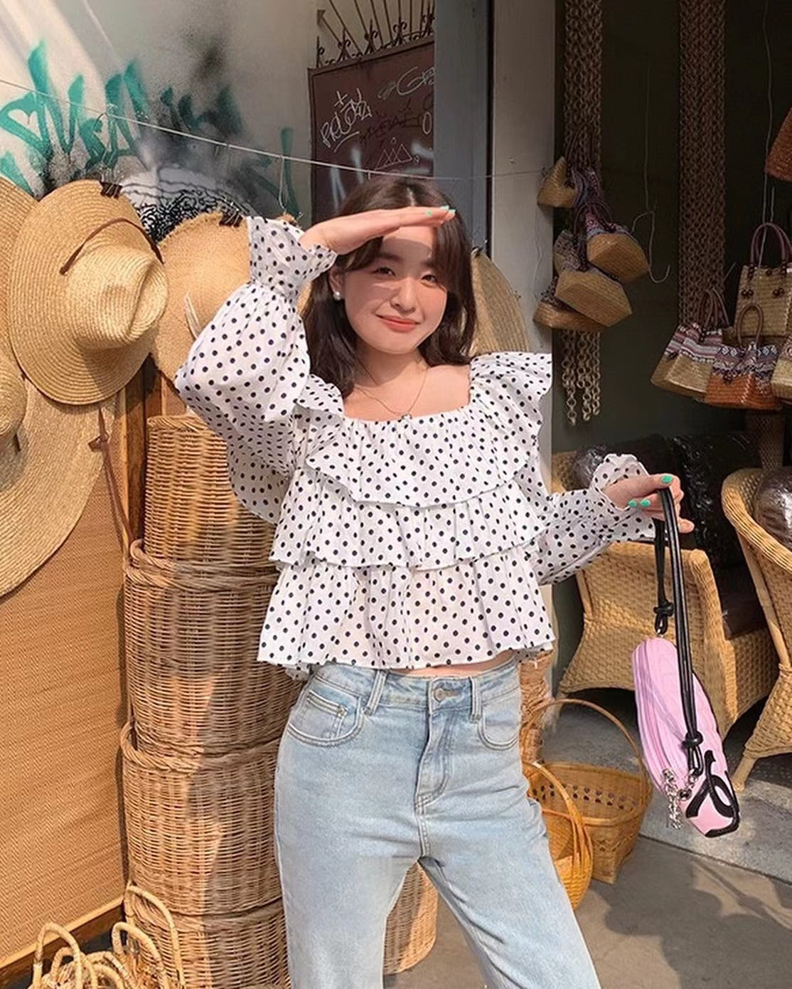 Patchwork Polka Dot Crop Top