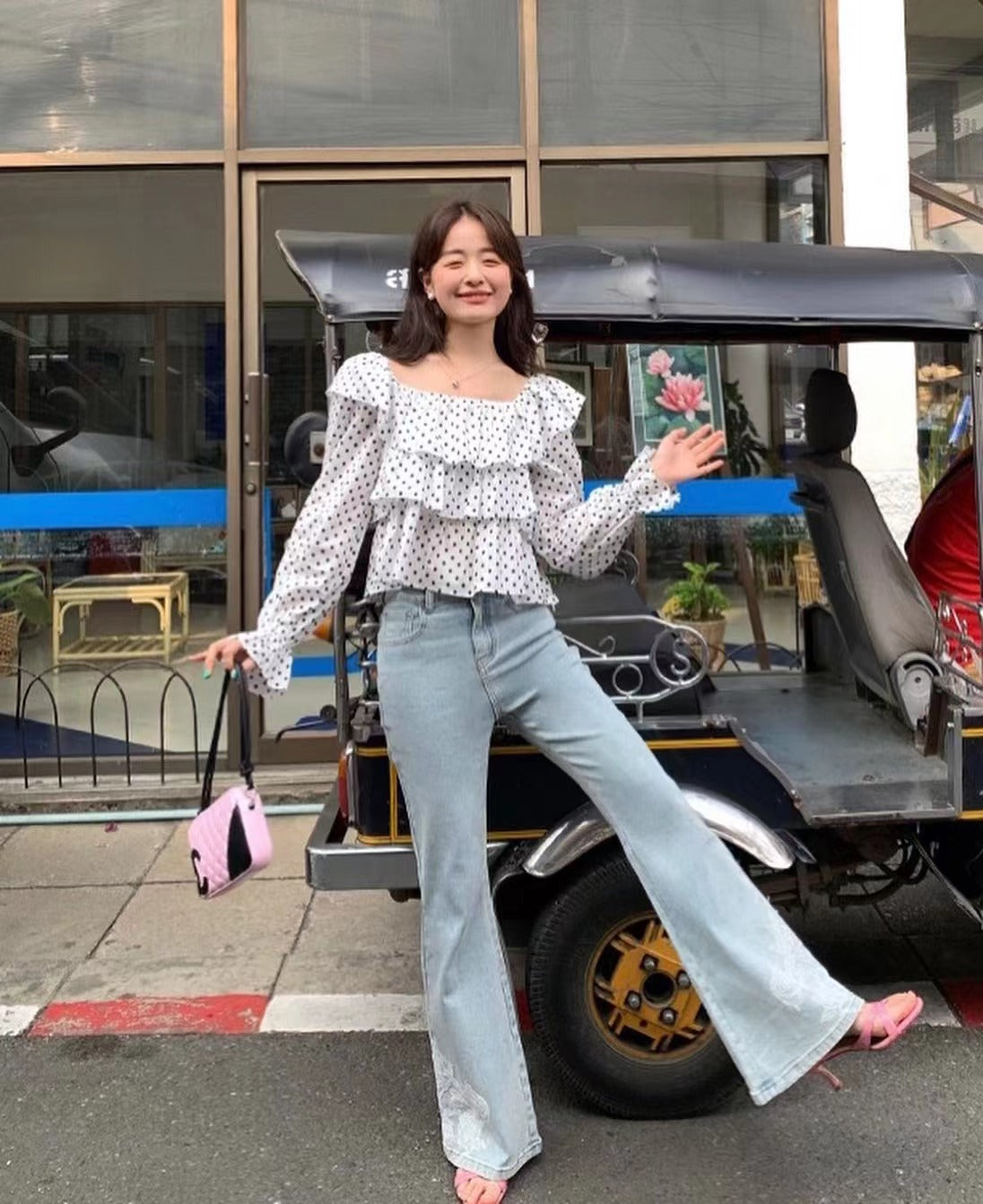 Patchwork Polka Dot Crop Top