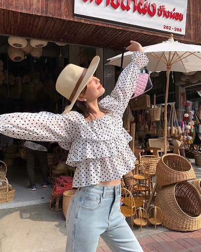 Patchwork Polka Dot Crop Top