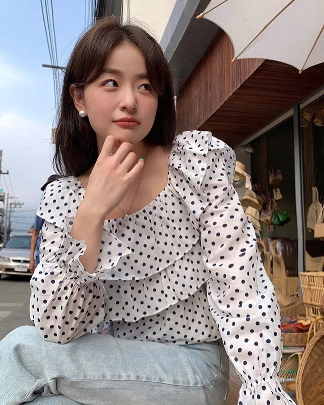 Patchwork Polka Dot Crop Top