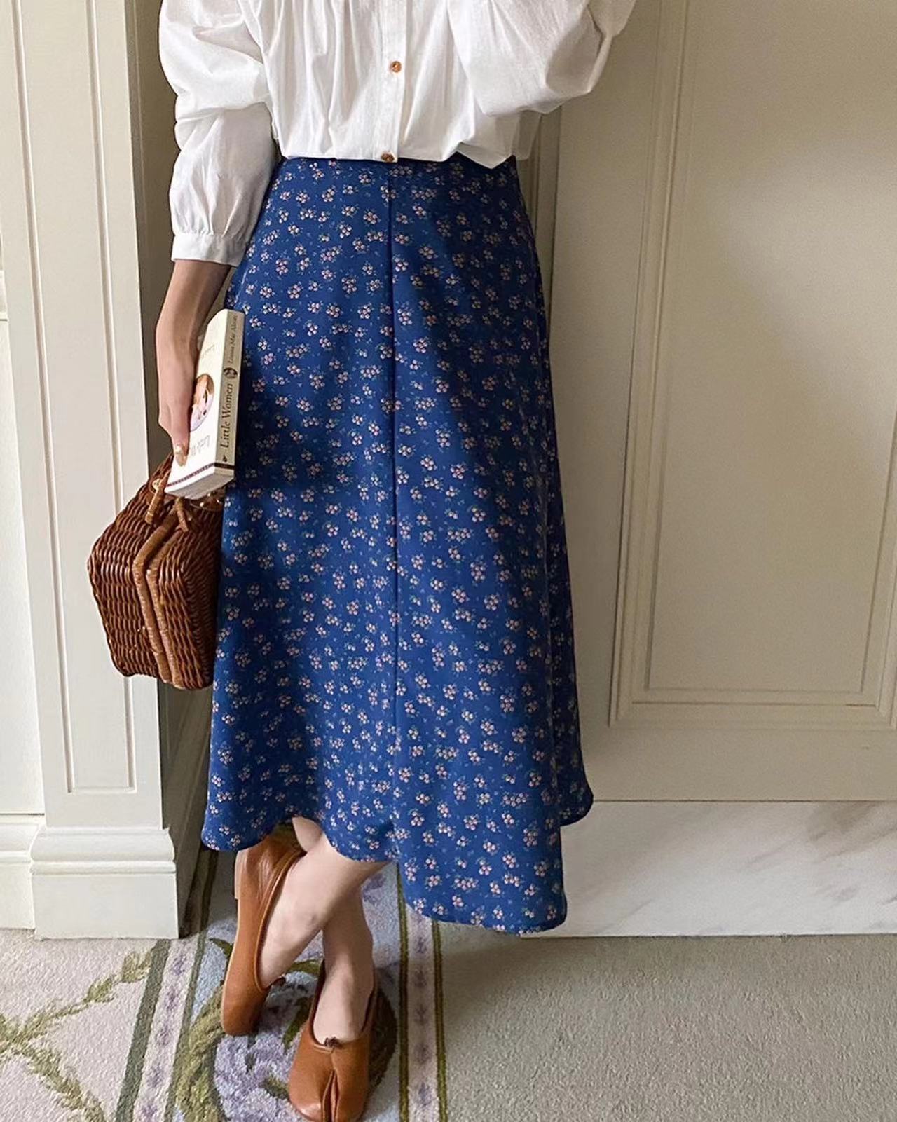 French Floral Midi Skirt