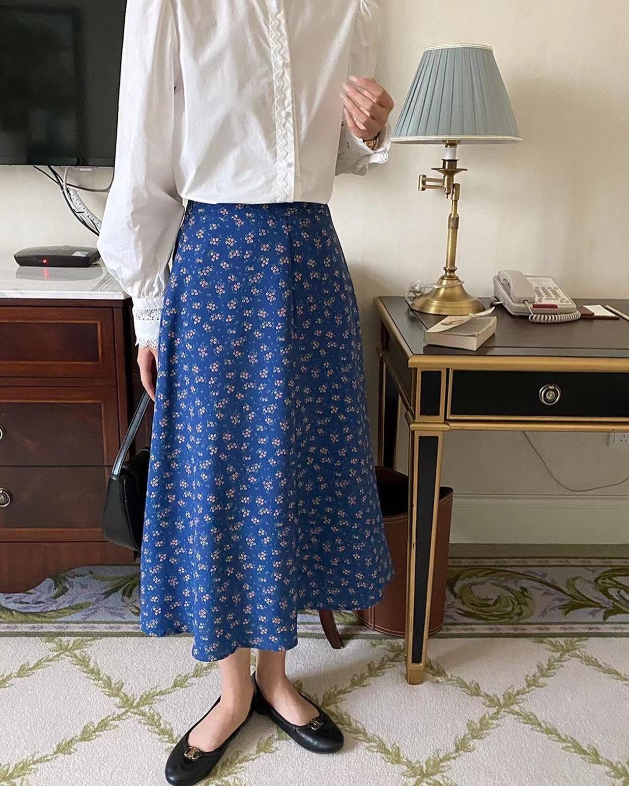 French Floral Midi Skirt