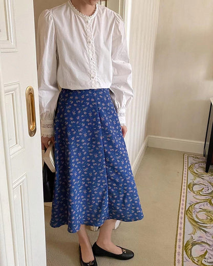 French Floral Midi Skirt