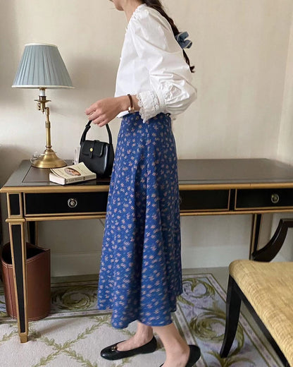French Floral Midi Skirt