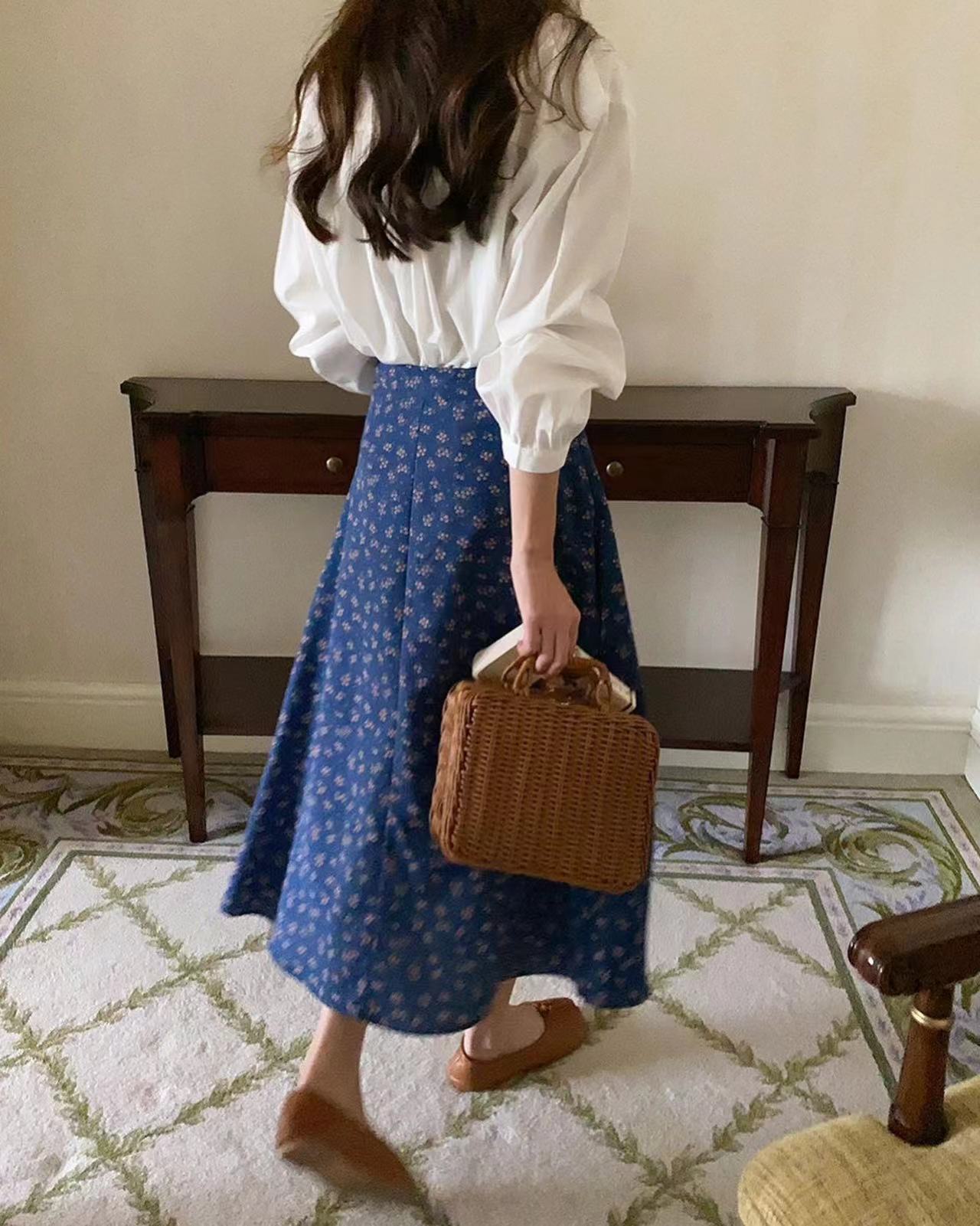 French Floral Midi Skirt