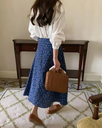 French Floral Midi Skirt