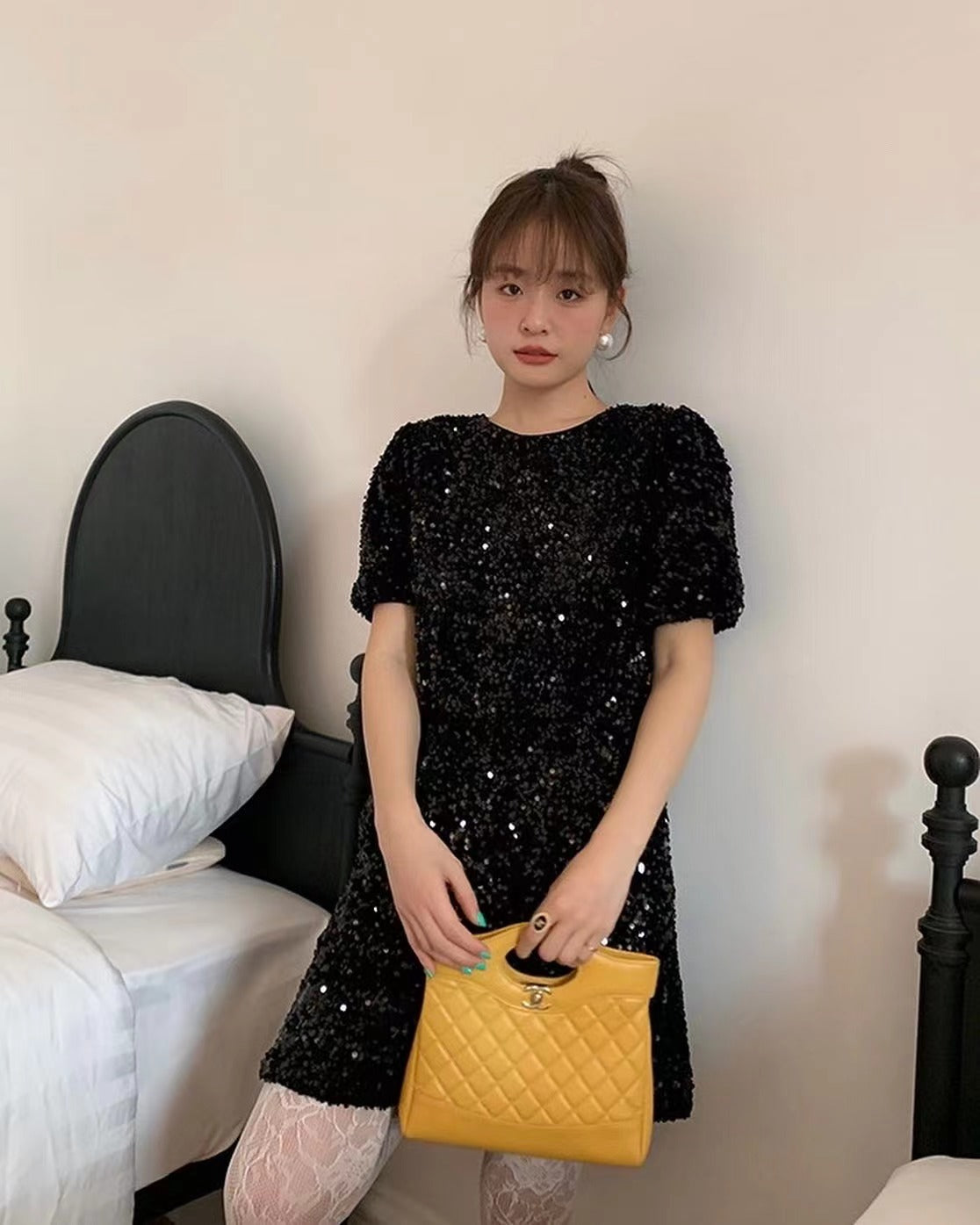 亮片露背連身裙